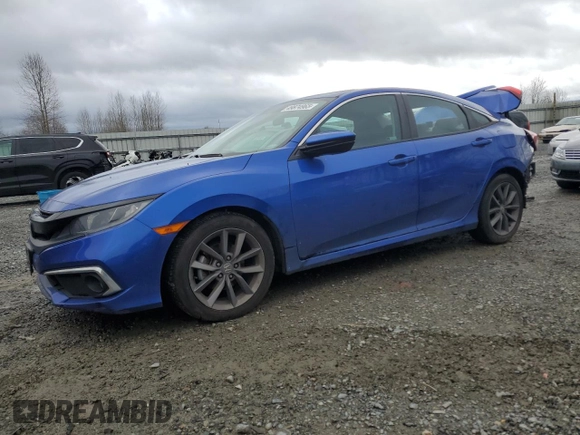 2020 Honda Civic Sedan EX-L with VIN 19XFC1F7XLE204196, listed as a Copart auction lot 49874965 with 70,907 mi miles and Salvage Title. Bid and sale history available at carsss.com. Image 1.