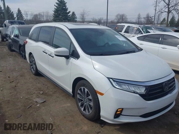 2022 Honda Odyssey EX-L with VIN 5FNRL6H7XNB043658, listed as a IAAI auction lot 41800437 with 45,245 mi miles and . Bid and sale history available at DreamBid. Image 1.