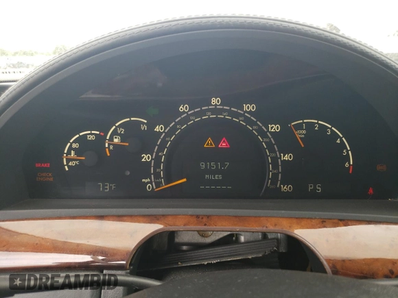 2002 Mercedes-Benz S-Class 6.0L with VIN WDBNG78J82A253733, listed as a Copart auction lot 66176834 with 9,151 mi miles and Salvage Title. Bid and sale history available at carsss.com. Image 9.