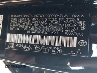 2023 Toyota Crown XLE with VIN JTDAAAAF4P3011831, listed as a IAAI auction lot 41878075 with 80,830 mi miles. Bid and sale history available at carsss.com. Image 9.