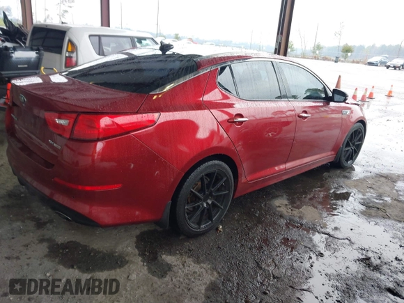 2014 Kia Optima SX Turbo with VIN 5XXGR4A60EG286453, listed as a IAAI auction lot 41661379 with 163,206 mi miles and . Bid and sale history available at DreamBid. Image 4.