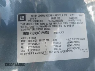 2008 Chevrolet Suburban LTZ with VIN 3GNFK16338G159735, listed as a IAAI auction lot 41289729 with 341,631 mi miles. Bid and sale history available at carsss.com. Image 9.