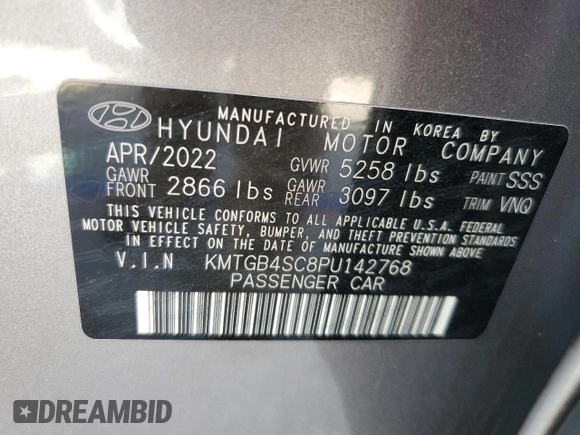2023 Genesis G80 2.5T with VIN KMTGB4SC8PU142768, listed as a Copart auction lot 58481075 with 41,278 mi miles and Salvage title. Bid and sale history available at DreamBid. Image 12.