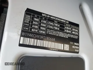 2024 Mercedes-Benz Sprinter with VIN W1Y4KCHY3RT180668, listed as a Copart auction lot 48547265 with 57,569 mi miles and Salvage Title. Bid and sale history available at DreamBid. Image 13.