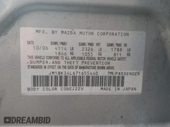 2007 Mazda 3 Mazdaspeed3 Sport with VIN JM1BK34L671655440, listed as a Copart auction lot 89159135 with 192,907 mi miles and Salvage title. Bid and sale history available at DreamBid. Image 15.