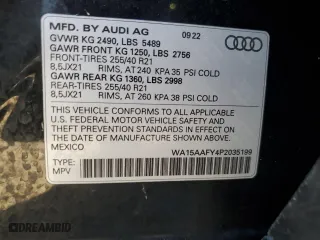 2023 Audi Q5 Sportback S line Premium Plus with VIN WA15AAFY4P2035199, listed as a Copart auction lot 73823644 with 0 mi miles and Non Repairable. Bid and sale history available at carsss.com. Image 14.