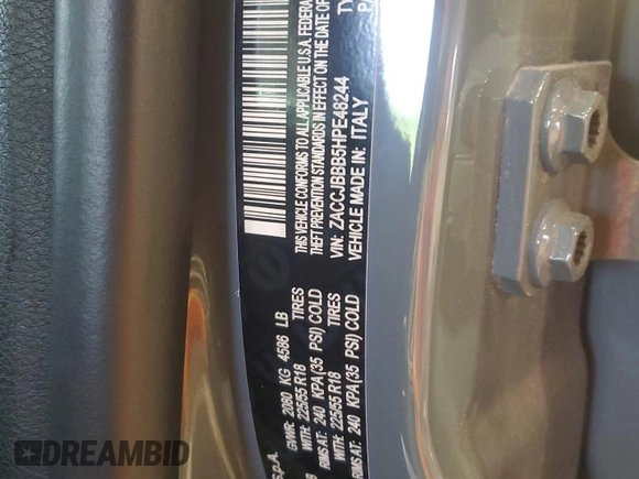 2017 Jeep Renegade Latitude with VIN ZACCJBBB5HPE48244, listed as a Copart auction lot 57561845 with 100,927 mi miles and Salvage title. Bid and sale history available at DreamBid. Image 12.