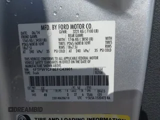 2014 Ford F-150 XL with VIN 1FTFW1CF8EFC43901, listed as a IAAI auction lot 42294761 with 165,289 mi miles and . Bid and sale history available at DreamBid. Image 9.