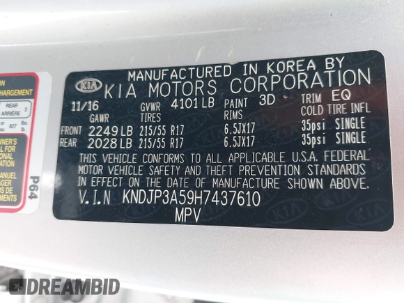2017 Kia Soul + with VIN KNDJP3A59H7437610, listed as a IAAI auction lot 41892128 with 144,147 mi miles. Bid and sale history available at carsss.com. Image 9.