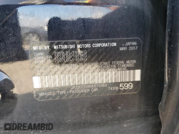 2017 Mitsubishi Lancer ES with VIN JA32U2FU6HU010960, listed as a Copart auction lot 72648074 with 107,524 mi miles and Salvage Title. Bid and sale history available at carsss.com. Image 13.