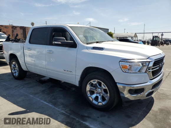 2021 Ram 1500 Big Horn with VIN 1C6RREFT2MN747109, listed as a Copart auction lot 58084855 with 77,604 mi miles and Salvage title. Bid and sale history available at DreamBid. Image 4.