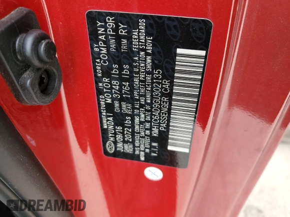 2016 Hyundai Veloster z VIN KMHTC6AD9GU302135, wystawiony jako Copart lot #81881264 z przebiegiem 167 281 mil mil oraz Szkoda całkowita • Salvage title. Historia ofert i sprzedaży dostępna na DreamBid. Obrazek 12.