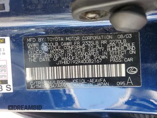 2004 Lexus IS 300/350 with VIN JTHBD192X40082167, listed as a Copart auction lot 55100765 with 192,214 mi miles and Clean Title. Bid and sale history available at carsss.com. Image 12.