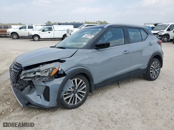 2023 Nissan Kicks SV with VIN 3N1CP5CV8PL471925, listed as a Copart auction lot 49339785 with 19,490 mi miles and Salvage Title. Bid and sale history available at carsss.com. Image 1.