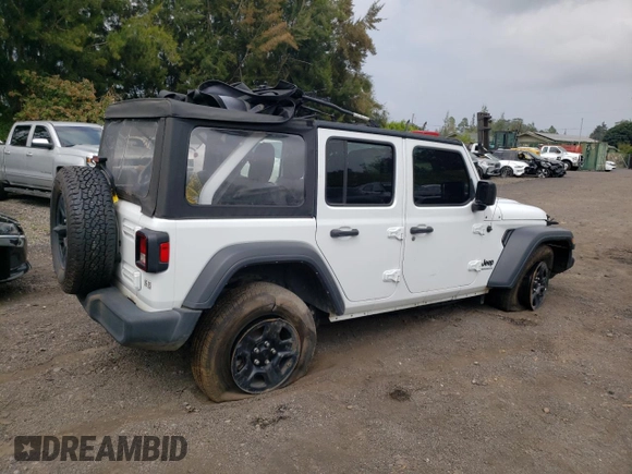 2023 Jeep Wrangler Sport with VIN 1C4HJXDG2PW697694, listed as a Copart auction lot 47454245 with Not Provided miles and Non Repairable. Bid and sale history available at DreamBid. Image 3.