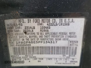 1993 Ford Mustang with VIN 1FACP40E5PF134317, listed as a Copart auction lot 77322724 with 96,493 mi miles and Non repairable. Bid and sale history available at DreamBid. Image 13.