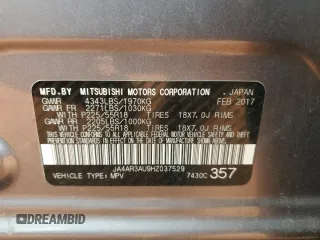 2017 Mitsubishi Outlander ES with VIN JA4AR3AU9HZ037529, listed as a Copart auction lot 56140015 with 127,010 mi miles and Salvage title. Bid and sale history available at DreamBid. Image 13.