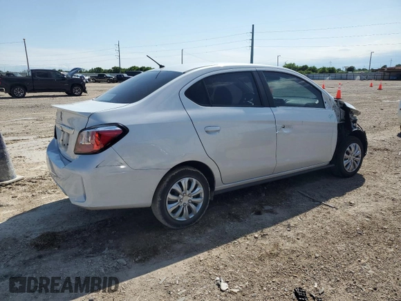 2023 Mitsubishi Mirage ES with VIN ML32FUFJXPHF03972, listed as a Copart auction lot 56458455 with 68,020 mi miles and Salvage title. Bid and sale history available at DreamBid. Image 3.