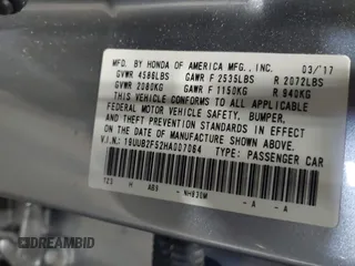 2017 Acura TLX V6 w/Technology Pkg with VIN 19UUB2F52HA007064, listed as a IAAI auction lot 41270624 with 55,509 mi miles. Bid and sale history available at carsss.com. Image 9.