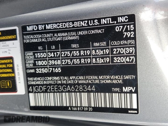 2016 Mercedes-Benz GL with VIN 4JGDF2EE3GA628344, listed as a Copart auction lot 72798194 with 120,231 mi miles and Salvage Title. Bid and sale history available at carsss.com. Image 14.