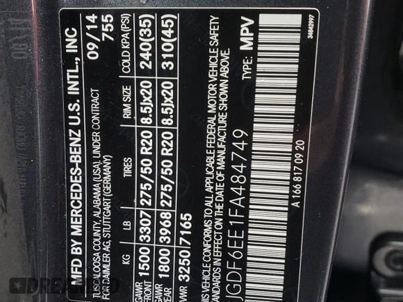 2015 Mercedes-Benz GL-Class GL 450 with VIN 4JGDF6EE1FA484749, listed as a Copart auction lot 41305173 with 77,464 mi miles. Bid and sale history available at carsss.com. Image 13.