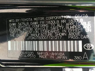 2016 Toyota Prius One with VIN JTDKDTB30G1121217, listed as a IAAI auction lot 41977530 with 110,034 mi miles and . Bid and sale history available at DreamBid. Image 9.