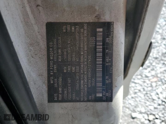 2010 Ford Transit Connect XLT with VIN NM0KS9BN3AT017436, listed as a Copart auction lot 50759565 with 164,798 mi miles and Salvage title. Bid and sale history available at DreamBid. Image 13.