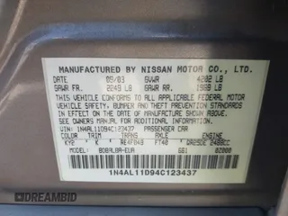 2004 Nissan Altima S with VIN 1N4AL11D94C123437, listed as a IAAI auction lot 41878048 with 1 mi miles. Bid and sale history available at carsss.com. Image 9.