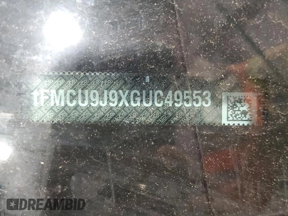 2016 Ford Escape Titanium with VIN 1FMCU9J9XGUC49553, listed as a Copart auction lot 54850245 with Not Provided miles and Salvage Title. Bid and sale history available at DreamBid. Image 13.