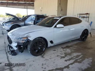 2023 Genesis G70 3.3T with VIN KMTG54TE0PU108198, listed as a Copart auction lot 46945215 with 18,856 mi miles and Non Repairable. Bid and sale history available at carsss.com. Image 1.