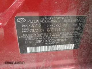 2013 Hyundai Elantra Limited with VIN 5NPDH4AEXDH396023, listed as a Copart auction lot 49030115 with 107,419 mi miles and Salvage Title. Bid and sale history available at DreamBid. Image 15.