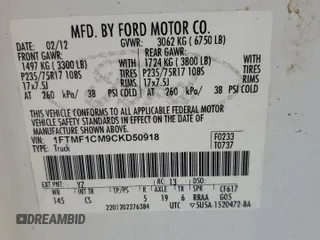 2012 Ford F-150 XL with VIN 1FTMF1CM9CKD50918, listed as a Copart auction lot 49097835 with 182,689 mi miles and Clean Title. Bid and sale history available at carsss.com. Image 13.