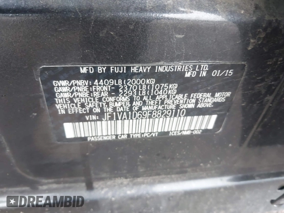 2015 Subaru WRX Premium с VIN JF1VA1D69F8829110, выставлен на аукционе IAAI как лот 42361924 с пробегом 113 577 миль миль и . История ставок и продаж доступна на DreamBid. Изображение 9.