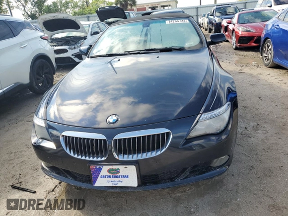 2010 BMW 6 Series 650i with VIN WBAEB5C52AC224680, listed as a Copart auction lot 74265734 with 0 mi miles and Salvage Title. Bid and sale history available at carsss.com. Image 5.