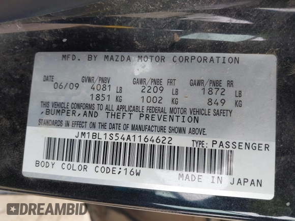 2010 Mazda 3 S Grand Touring with VIN JM1BL1S54A1164622, listed as a IAAI auction lot 41941238 with 181,179 mi miles and . Bid and sale history available at carsss.com. Image 9.