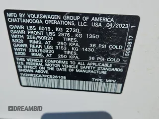 2023 Volkswagen Atlas SE с VIN 1V2HR2CA7PC526108, выставлен на аукционе IAAI как лот 42844449 с пробегом 38 696 миль миль и . История ставок и продаж доступна на DreamBid. Изображение 13.