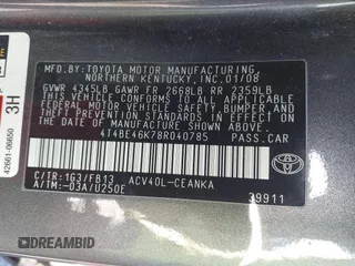 2008 Toyota Camry LE z VIN 4T4BE46K78R040785, wystawiony jako IAAI lot #42338481 z przebiegiem 90 926 mil mil oraz . Historia ofert i sprzedaży dostępna na DreamBid. Obrazek 9.