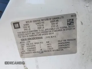 2013 GMC Terrain SLT with VIN 2GKALUEK3D6369644, listed as a IAAI auction lot 41898206 with 151,498 mi miles and . Bid and sale history available at DreamBid. Image 9.