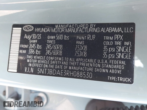 2024 Hyundai Santa Cruz SEL z VIN 5NTJBDAE3RH088530, wystawiony jako IAAI lot #41785149 z przebiegiem 21 560 mil mil oraz . Historia ofert i sprzedaży dostępna na DreamBid. Obrazek 9.