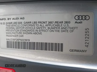 2023 Audi A6 Premium with VIN WAUD3BF26PN023919, listed as a IAAI auction lot 41615718 with 34,938 mi miles and . Bid and sale history available at DreamBid. Image 9.
