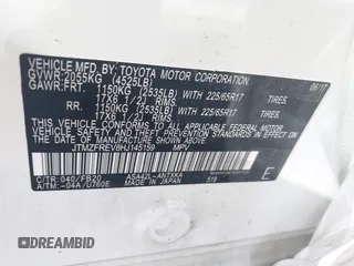 2017 Toyota RAV4 LE with VIN JTMZFREV8HJ145159, listed as a IAAI auction lot 42078884 with 103,425 mi miles and . Bid and sale history available at carsss.com. Image 9.