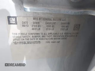 2014 Chevrolet Impala LS with VIN 1G11Y5SL3EU107375, listed as a IAAI auction lot 42153377 with 149,119 mi miles and . Bid and sale history available at DreamBid. Image 9.