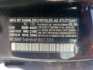 2006 Mercedes-Benz C 280 Luxury with VIN WDBRF54H66F801331, listed as a Copart auction lot 55140345 with 143,157 mi miles and Salvage title. Bid and sale history available at DreamBid. Image 12.