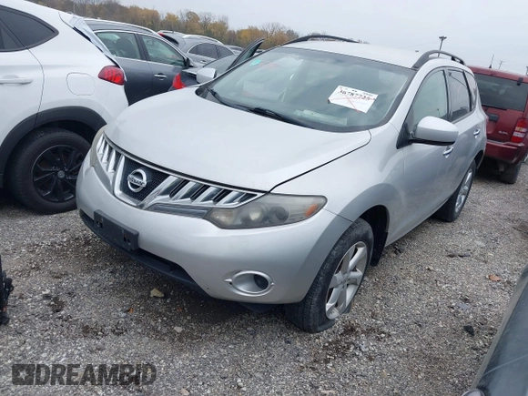 2009 Nissan Murano S with VIN JN8AZ18W19W151078, listed as a IAAI auction lot 38020628 with 129,116 mi miles and . Bid and sale history available at carsss.com. Image 2.