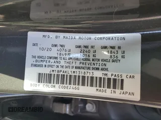 2021 Mazda Mazda3 Hatchback Select with VIN JM1BPAKL1M1318713, listed as a Copart auction lot 47141943 with 18,054 mi miles. Bid and sale history available at carsss.com. Image 12.