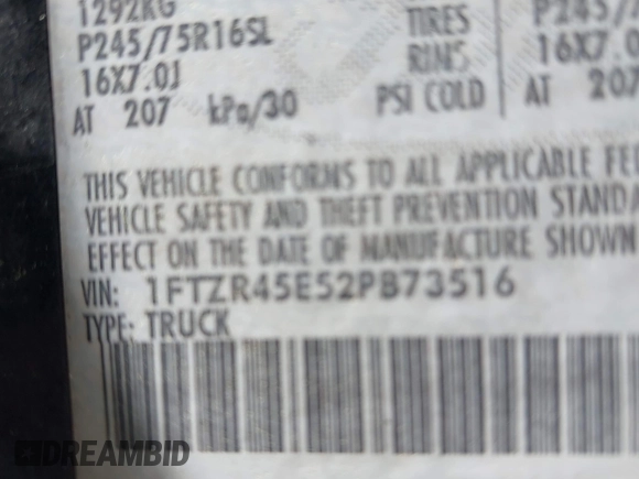 2002 Ford Ranger XL Fleet с VIN 1FTZR45E52PB73516, выставлен на аукционе IAAI как лот 42076226 с пробегом 427 736 миль миль и . История ставок и продаж доступна на DreamBid. Изображение 9.