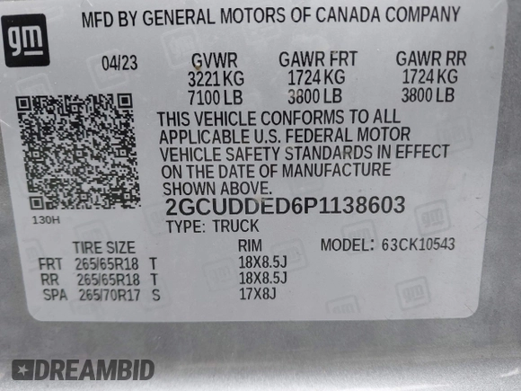 2023 Chevrolet Silverado 1500 LT с VIN 2GCUDDED6P1138603, выставлен на аукционе IAAI как лот 42214324 с пробегом 41 672 миль миль и . История ставок и продаж доступна на DreamBid. Изображение 9.