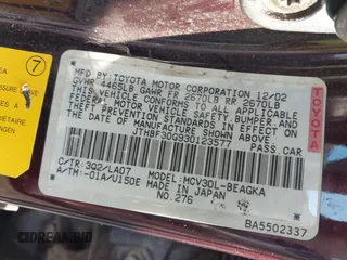 2003 Lexus ES with VIN JTHBF30G930123577, listed as a IAAI auction lot 39852553 with Not Provided miles. Bid and sale history available at carsss.com. Image 9.