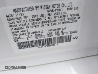 2024 Infiniti Q50 Luxe with VIN JN1EV7BP1RM600612, listed as a IAAI auction lot 41617834 with 20 mi miles and . Bid and sale history available at DreamBid. Image 9.