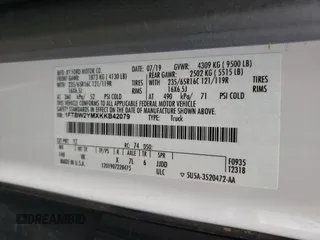 2019 Ford Transit with VIN 1FTBW2YMXKKB42079, listed as a Copart auction lot 59241015 with 192,794 mi miles and Clean title. Bid and sale history available at DreamBid. Image 13.